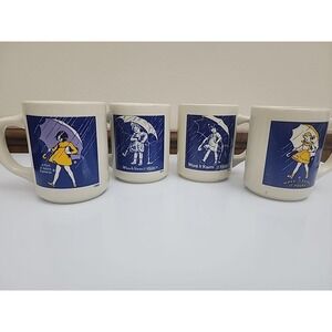 4 Vintage Morton Salt When It Rain‎ It Pours Coffee Cups (A2)